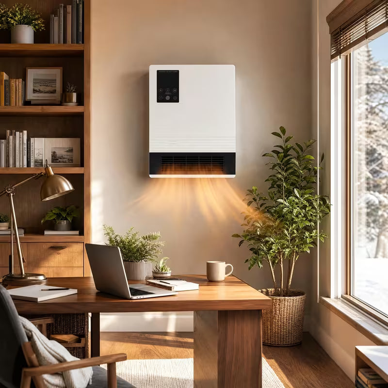 Wall-Mounted Space Heater with Thermostat and Remote Control
