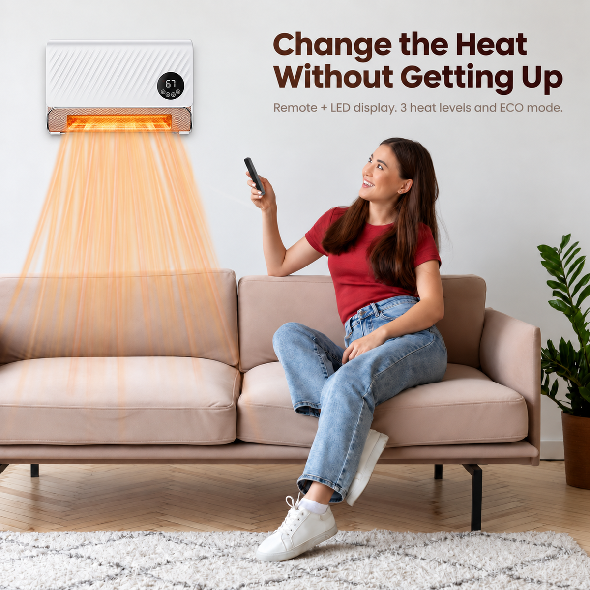Calefactor de Pared con Termostato y Control Remoto