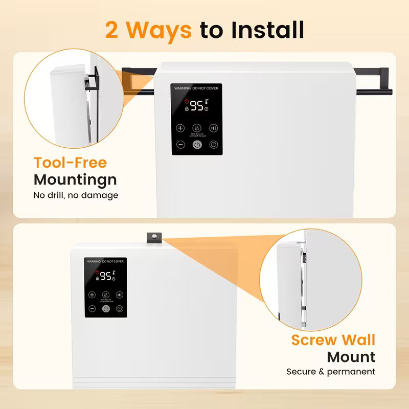 Wall-Mounted Space Heater with Thermostat and Remote Control