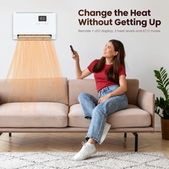 Wall-Mounted Space Heater with Thermostat and Remote Control