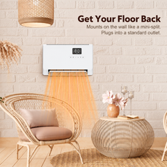 Wall-Mounted Space Heater with Thermostat and Remote Control