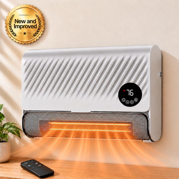Wall-Mounted Space Heater with Thermostat and Remote Control