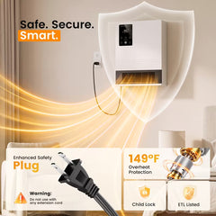 Wall-Mounted Space Heater with Thermostat and Remote Control